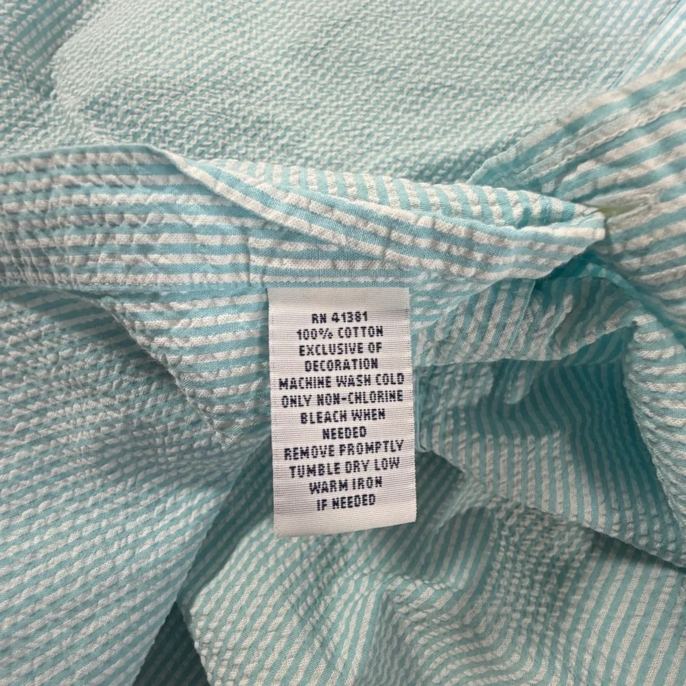 Polo Ralph Lauren Short-sleeve Blue White Seersucker Button Up Pink Pony Shirt M